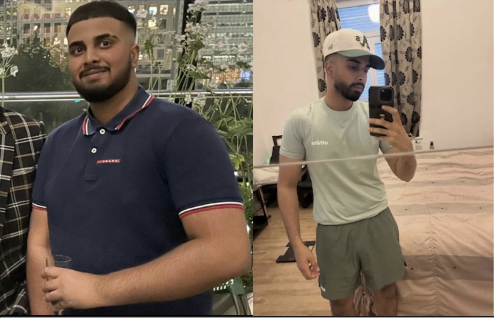 Client before and after weight loss transformation