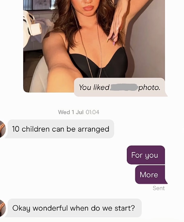Dating app conversation screenshot